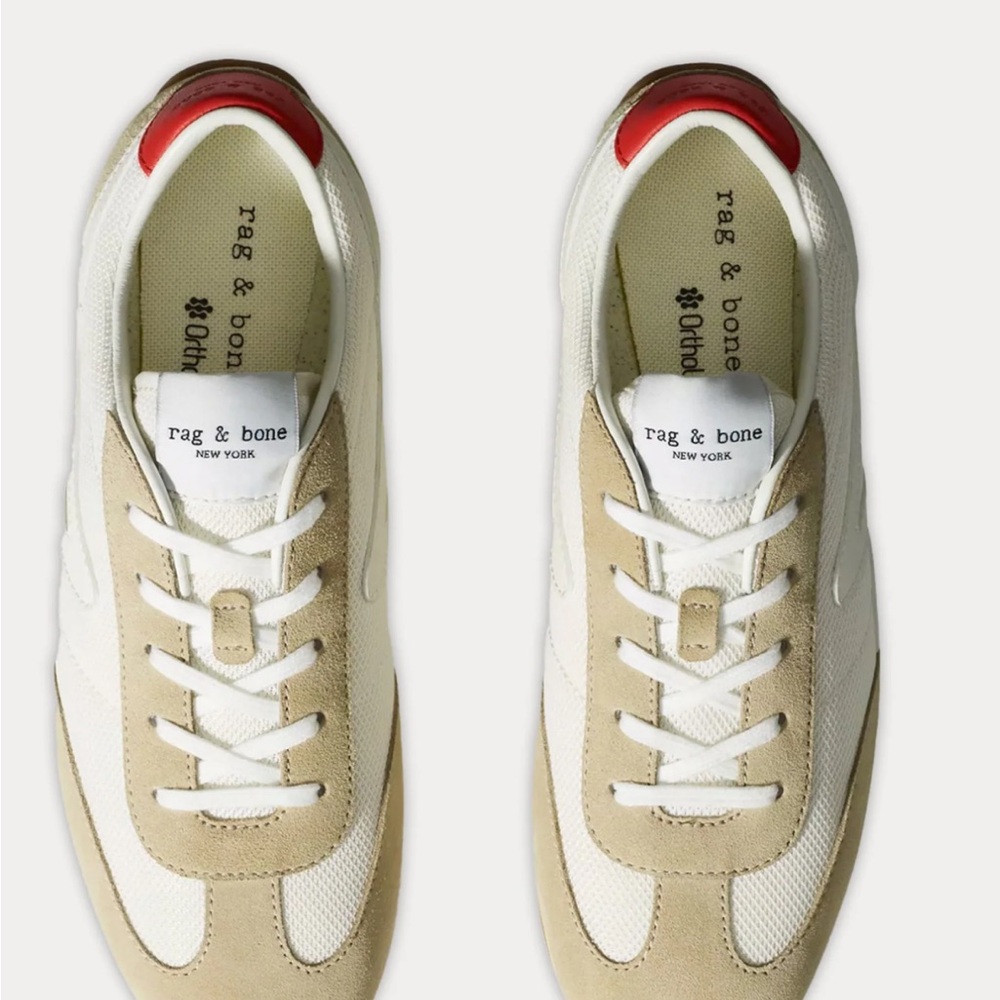 rag & bone Womens White and Beige Retro Runner Sneakers